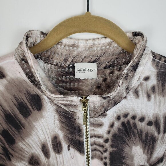 Chicos Zenergy Victoria Jacket Butterfly Pink Metallic Mesh est Size Large - Picture 5 of 10